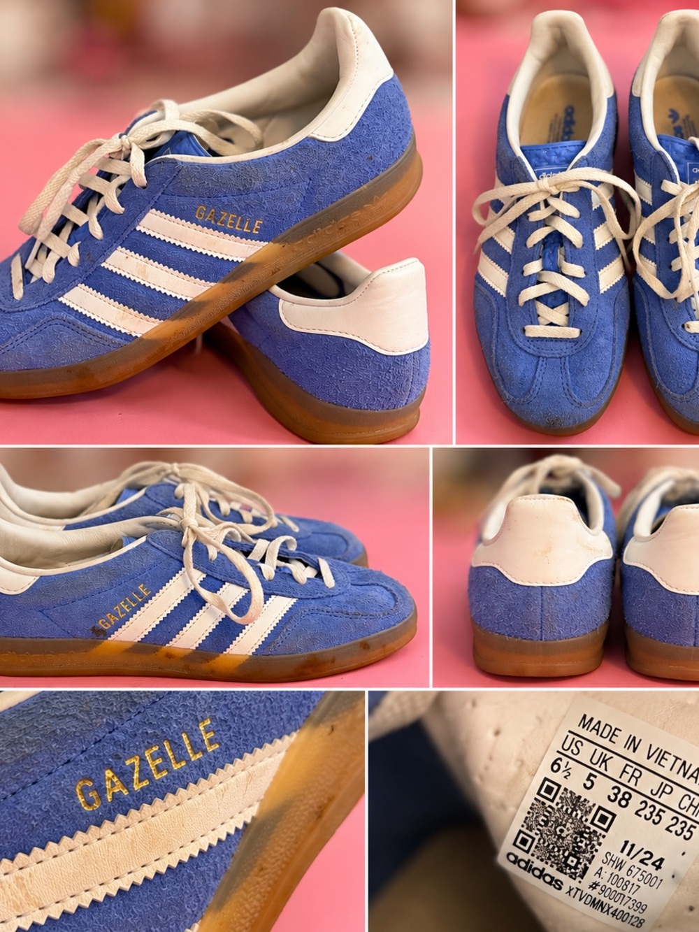 adidas Gazelle Suede Sneakers in Blue with White Accents